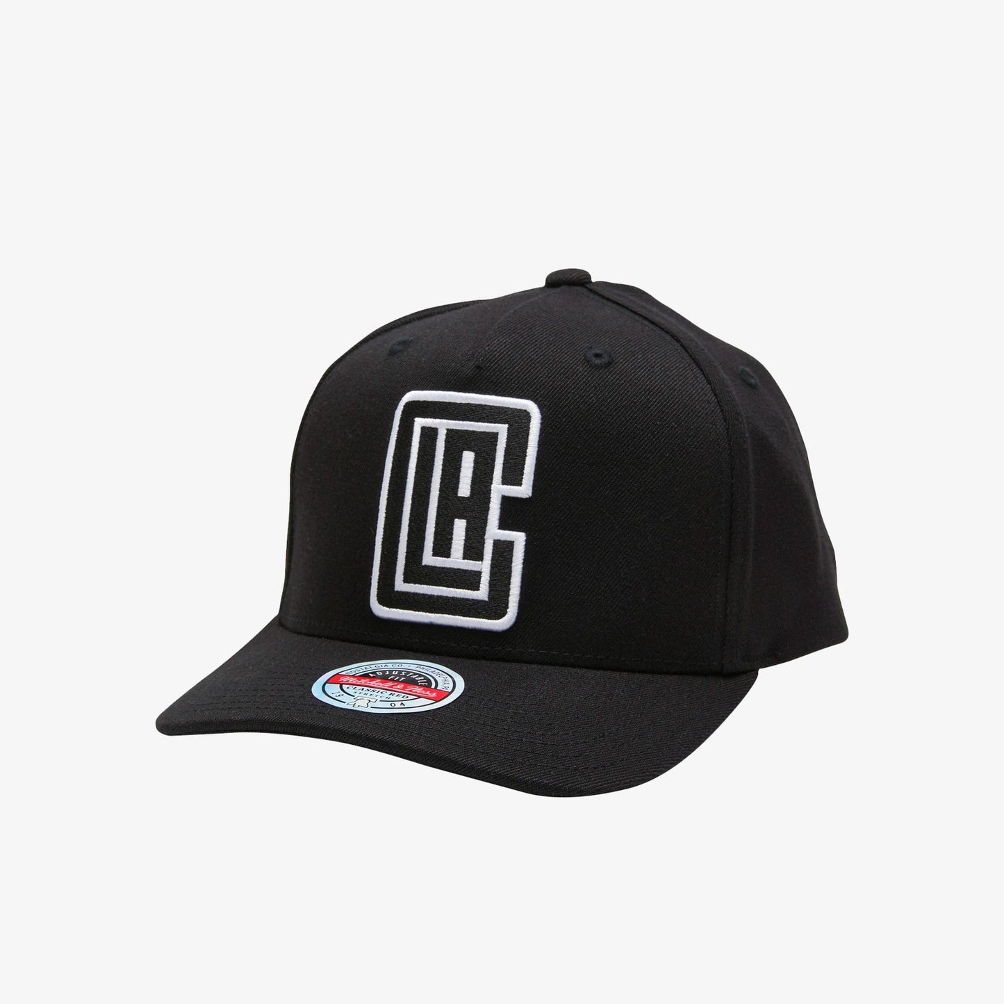 L.A. CLIPPERS BLACK & WHITE TEAM LOGO CLASSIC REDLINE SNAPBACK